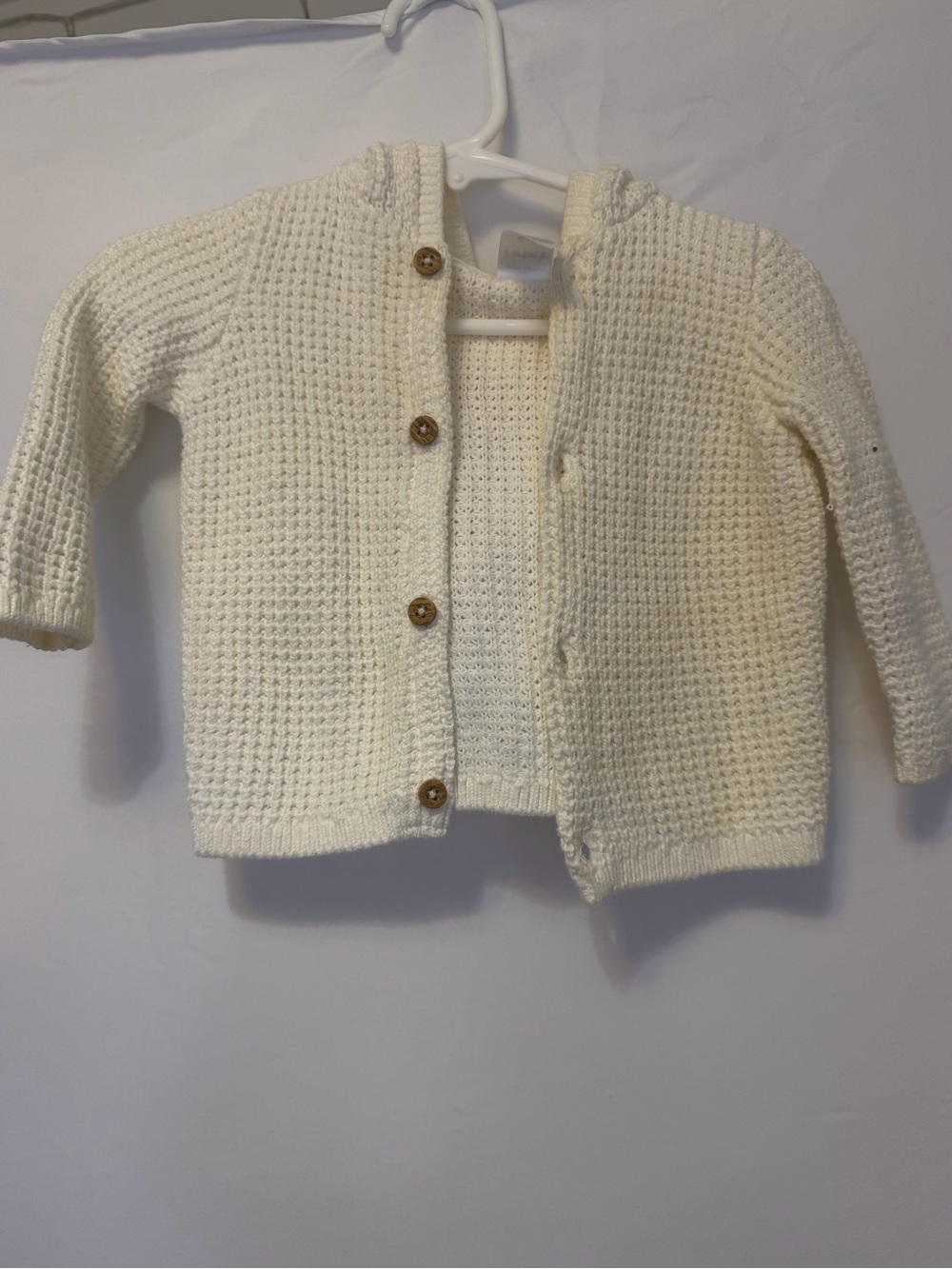 Carter's Cream Hooded Waffle Knit Cardigan